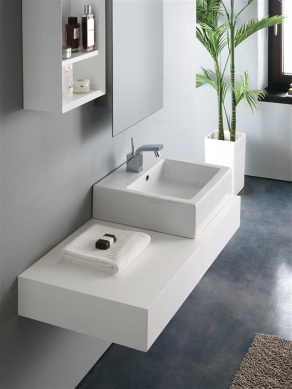 Minimal 15.2 mensola sospesa 2 cassetti Mensola bagno bianca