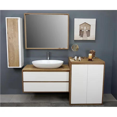 Mobile Bagno Con Porta Lavatrice e Lavatoio cm 131